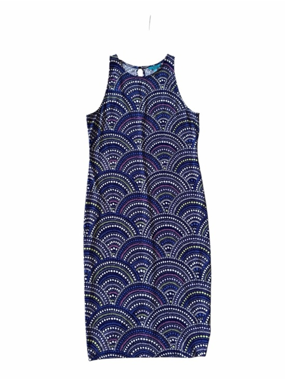 Tori Richard Navy Dress with Purple and White Arch Print size medium